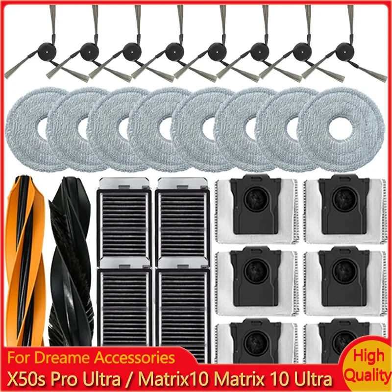 For Dreame X50s Pro Ultra / X50s Pro Master / Matrix10 Matrix 10 Ultra Parts Accessories Main Side Brush Filter Mop Dust Bag