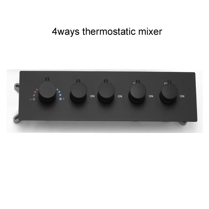 HM Badkameraccessoires Thermostatische douchekraan Messing Zwarte douchekranen Schakelaar 2/3/4 functies Verborgen bediening