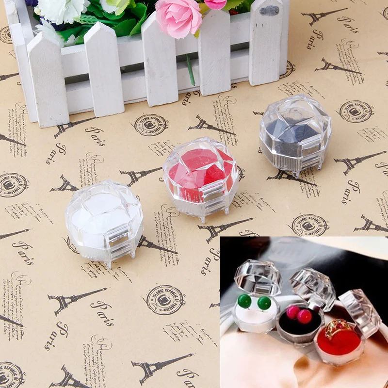 Square Wedding Ring for Case Jewelry Gift Box for Proposal Engagement Wedding Black White Red 3 Color Clear Acrylic Ring