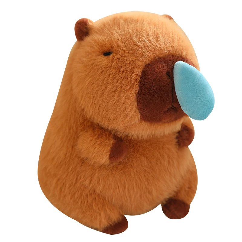 Simpatici animali di simulazione di peluche jotty Capibara con muco nasale estensibile Capibara Fluffty morbido peluche farcito bambola regalo per bambini