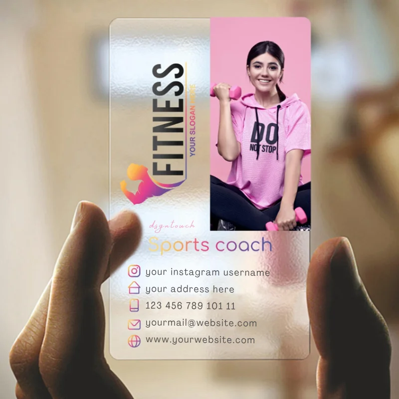 

DsgnTouch Custom Frosted PVC Business Card with Portrait Transparent Plastic Waterproof VIP Card Photo ID Design Free Design