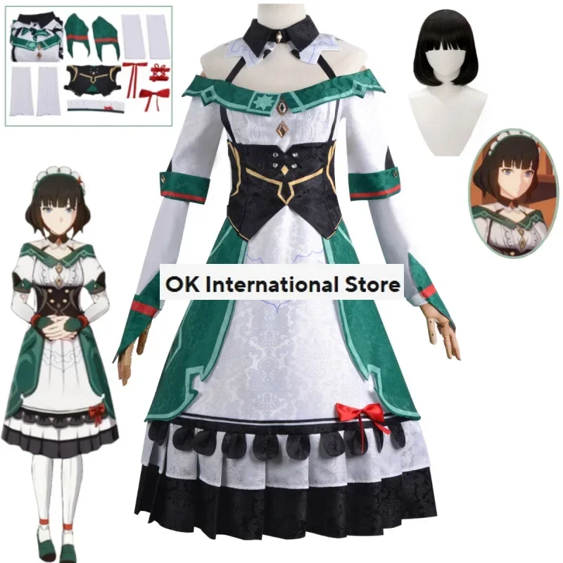 Genshin Impact Pakanian Anime Game Kathryne Kostum Cosplay Maid Dress Christmas Halloween Party Costume Anime Set