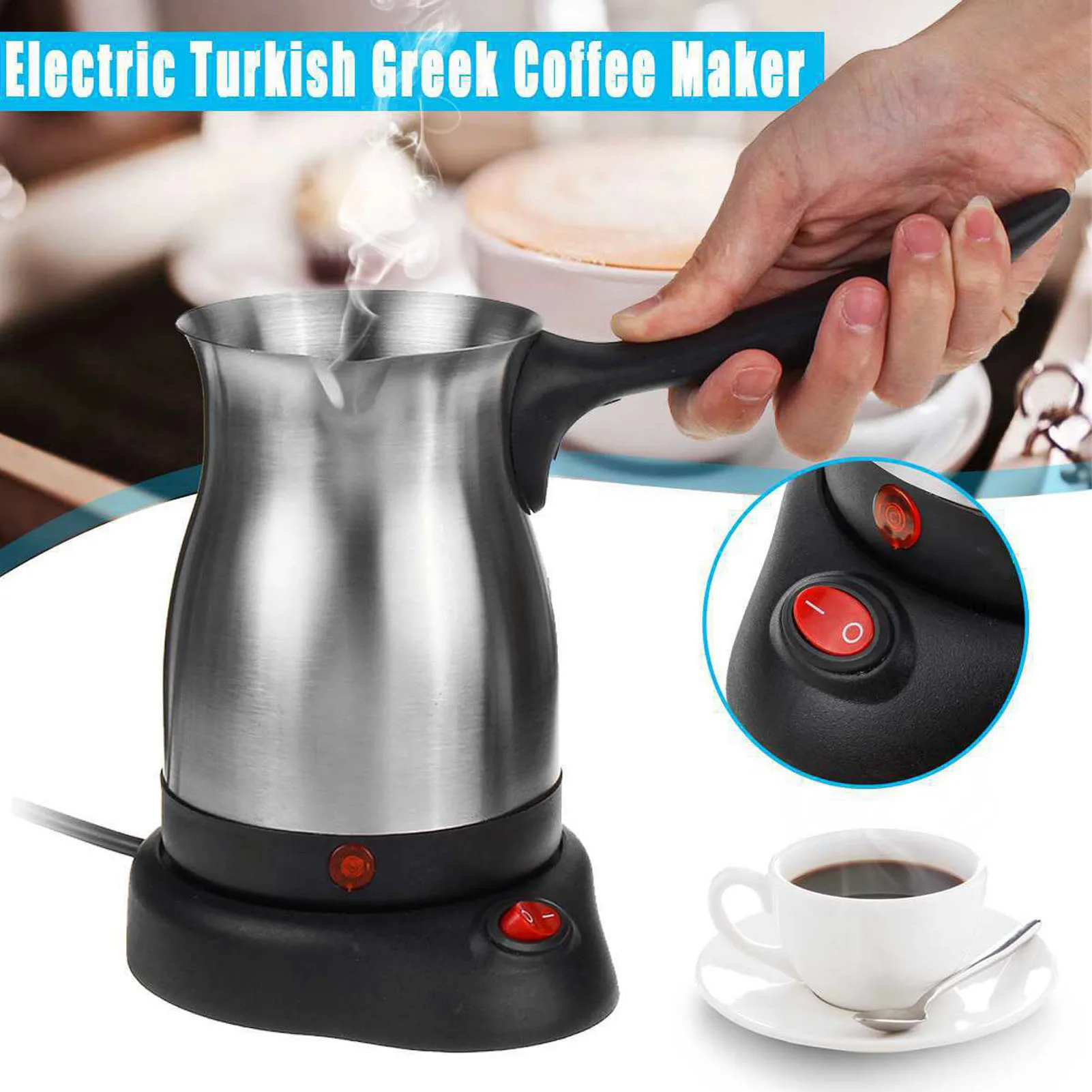 110V Electric Turkey Coffee Pot Electric Turkish Coffee Maker 600ml Stainless Steel Electric Turkish Coffee Machine US Plug