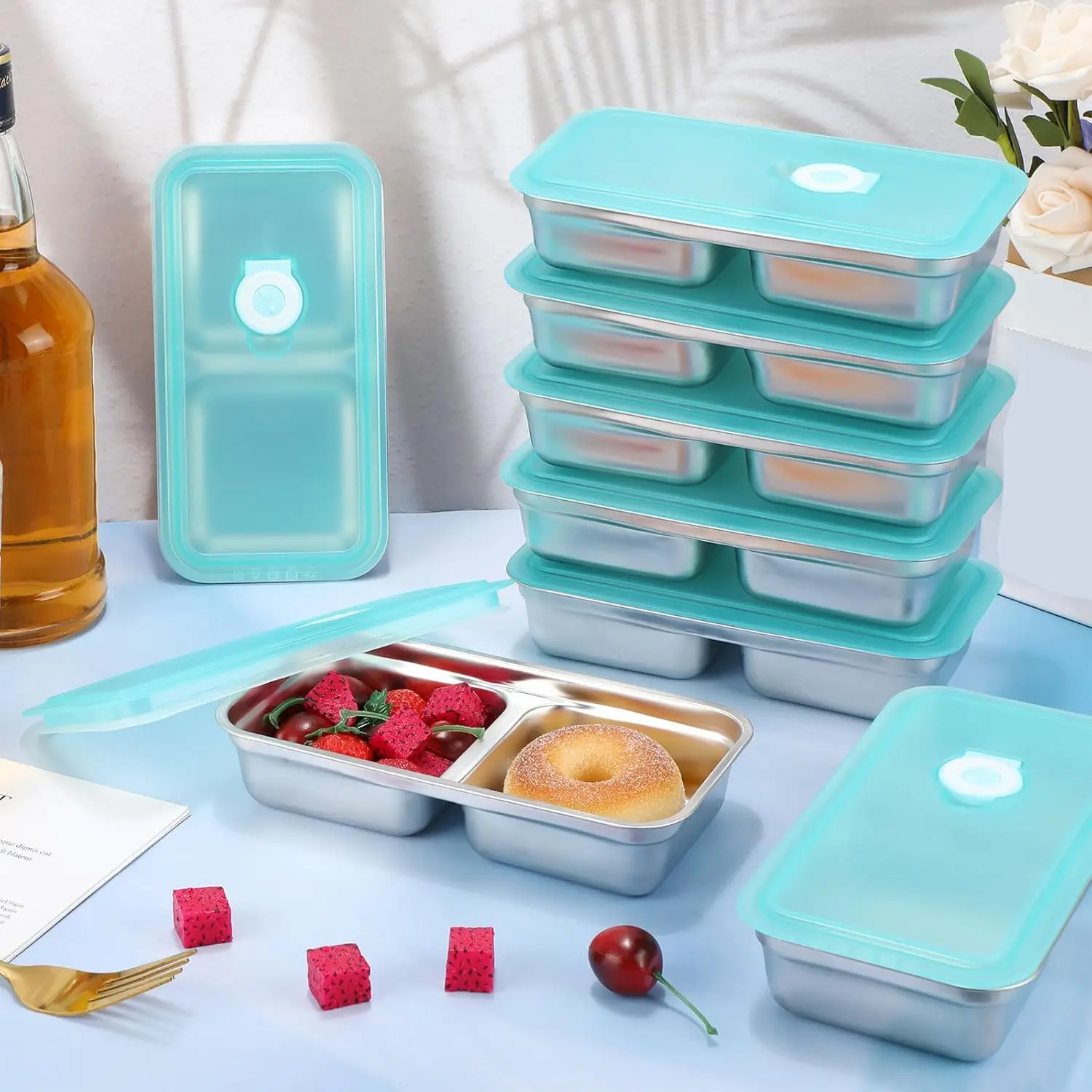 Stainless Steel Reusable Food Containers with Leakproof Lids Kitchen Food Storage Sealed Crisper Camping Picnic Lunch Bento Box