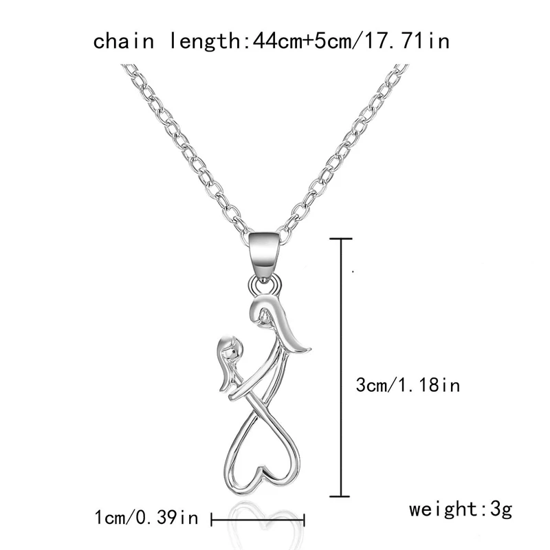 Mutter Tochter Sohn Familie Halskette Schlüsselbein Kette Silber Farbe Figur Anhänger Schmuck Für Frauen Muttertag Geschenk – Detail 12