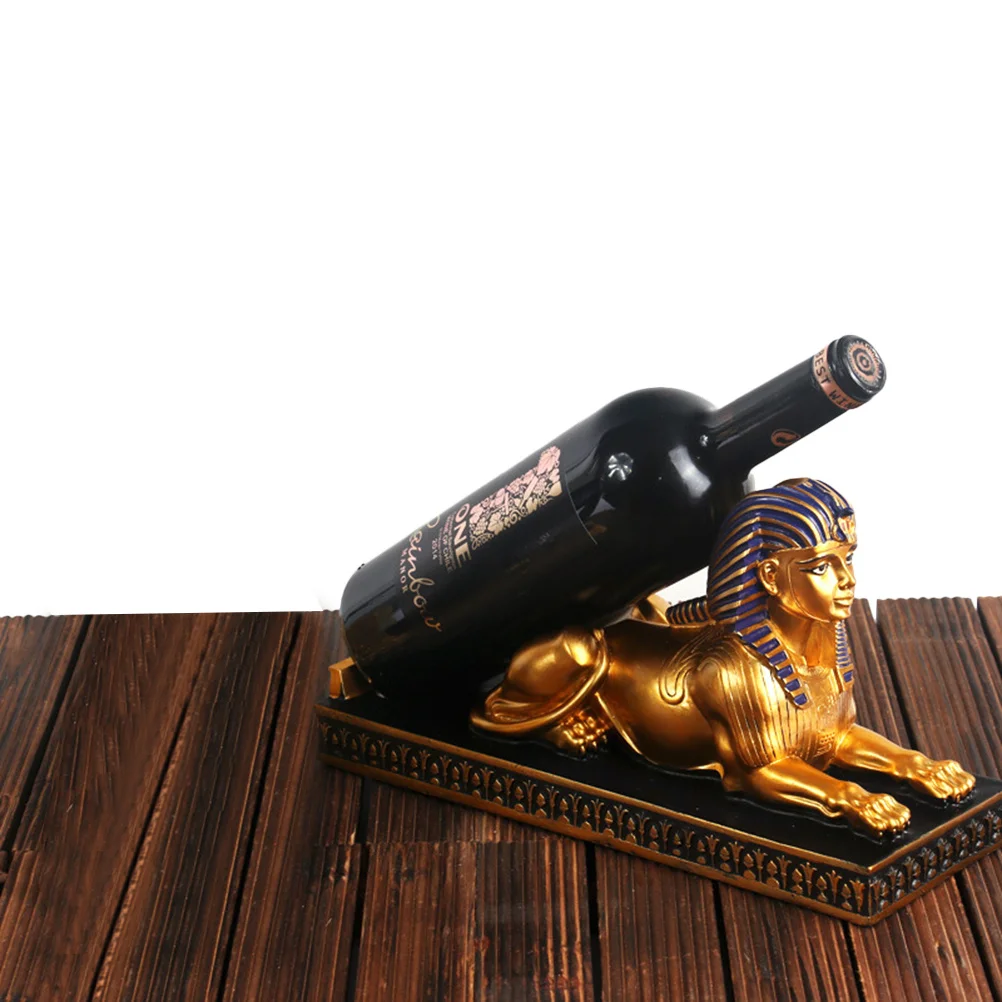 Estante para botellas de vino de resina, Color dorado, cuerpo de León creativo, diseño de cara humana, soporte decorativo elegante para almacenamiento de vino, adecuado para Bar en casa