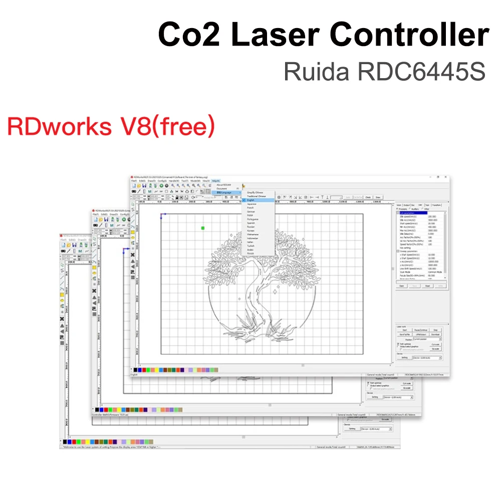 جهاز تحكم بالليزر QDHWOEL Ruida ، ترقية لآلة القطع والنقش بالليزر CO2 ، 6445G ، 6445G ، 6445S ، RDC6445G