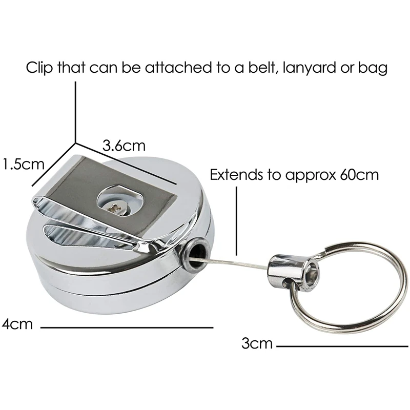 2PCS Retractable Fishing Line Line Cutter Keychain Carabiner Reels Key Holder Chains With 60Cm Cord And 2.5Cm Split Ring