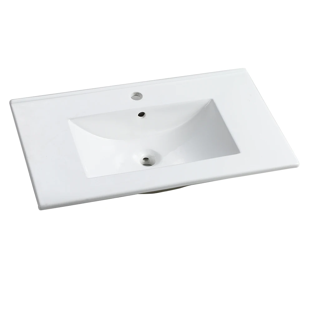 30 Inch Bathroom Ceramic Sink Basin, White