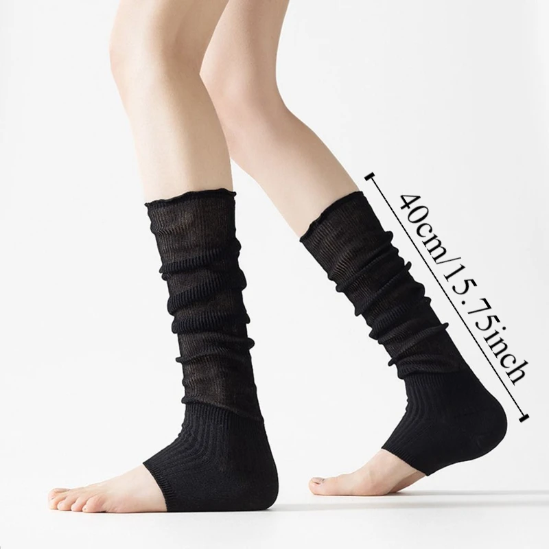Absorbe el sudor dulce JK calcetines largos INS punta abierta botas Lolita cubierta Kawaii transpirable Color sólido cubierta de pie verano
