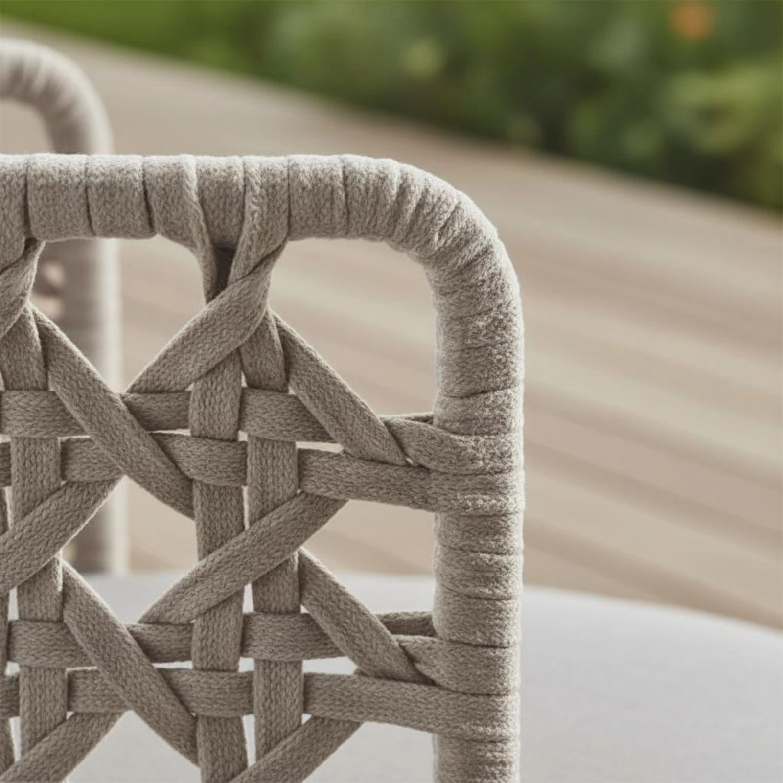 3 Pieces Teak Armchair Nordic Design Woven Backrest Chair Patio Armchair Soft Cushion for Hotel
