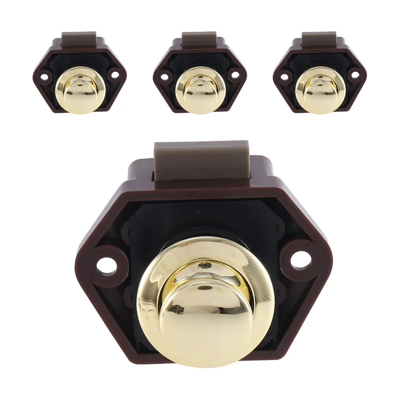 4 PCS Camper Push Lock 20Mm RV Boat Motor Home Cabinet Drawer Latch Button Lock, Suitable For Furniture Hardware