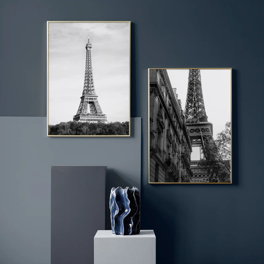 

Modern Landscape Posters and Prints Paris Eiffel Tower Building Canvas Painting Black and White Wall Art for Living Room Decor