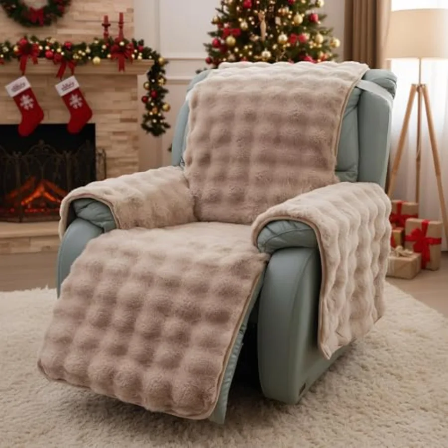 

Thick Rabbit Plush Recliner Slipcover 23 Inch Chair Covers Lazy Boy Recliner Chair Cover Quilted Cover for Recliner Chairs and