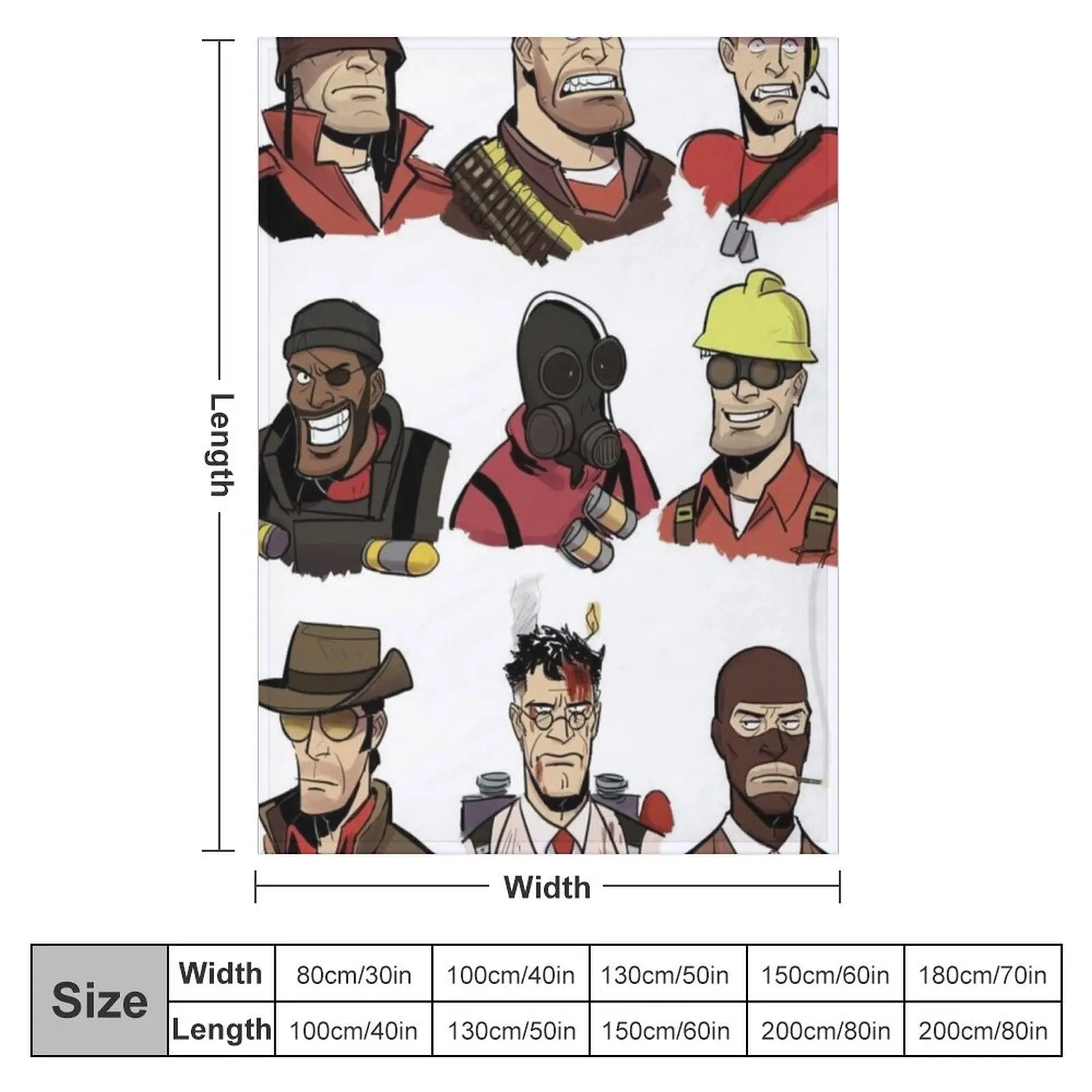 Team Fortress 2 All Units Throw Blanket Sofa Quilt Plaid Blankets