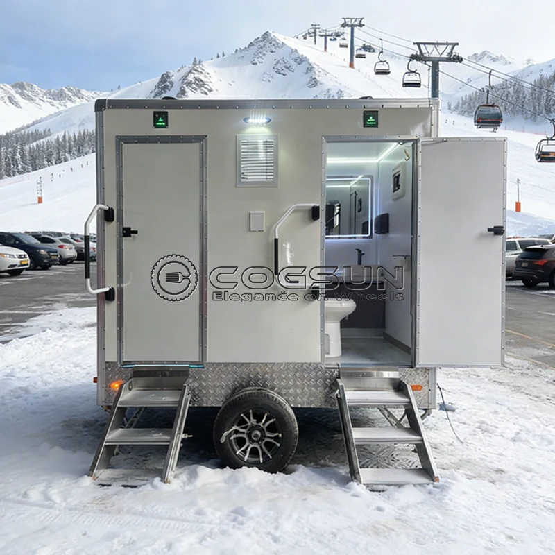 

Портативный умный туалетный прицеп Cogsun: Роскошный общественный туалетный прицеп, мобильный санузел с умывальником, лидер продаж, индивидуальный, премиум-класса