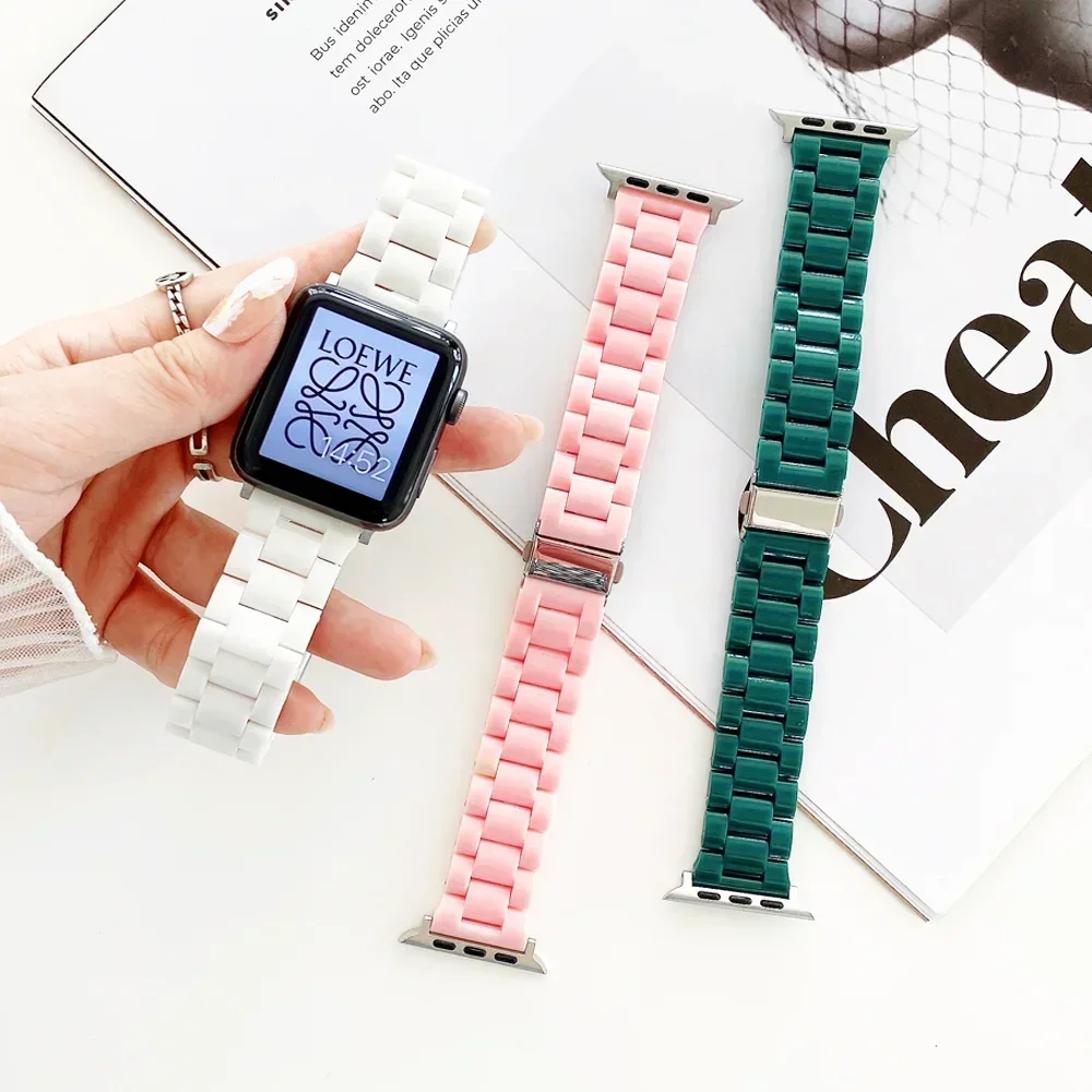 Strap for Apple Watch band 40mm 41 42mm 46mm 44mm 45mm 49mm Resin Candy bracelet for iWatch series 10/9/8/7/6/5/4/SE/Ultra band