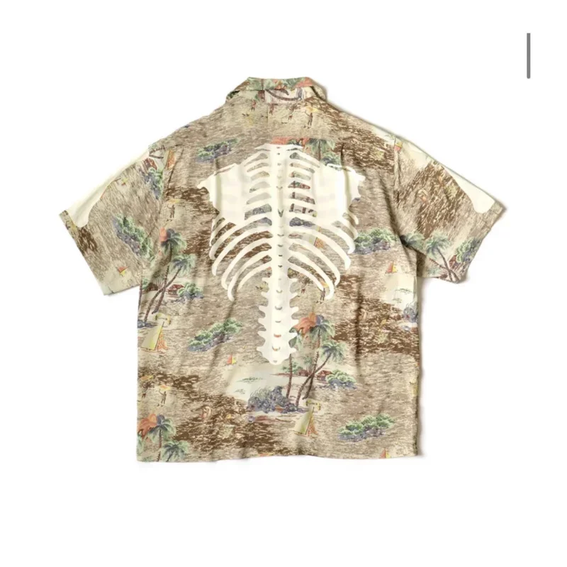 23SS KAPITAL Hirata Kazuhiro Japanese casual bone Hawaiian print Cuban collar short-sleeved shirt