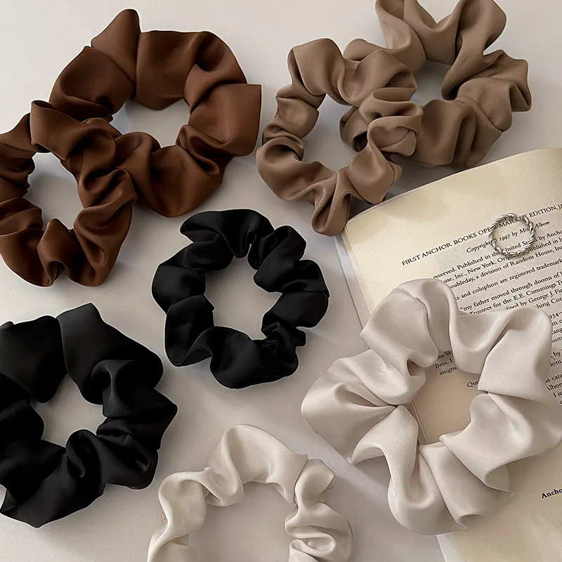 Wholesale 3pc/set Luxury Satin Hair Scrunchies Set Women Silk Scrunchie Elastic Smooth Hair Bands Girls Hair Ties Small Big Size