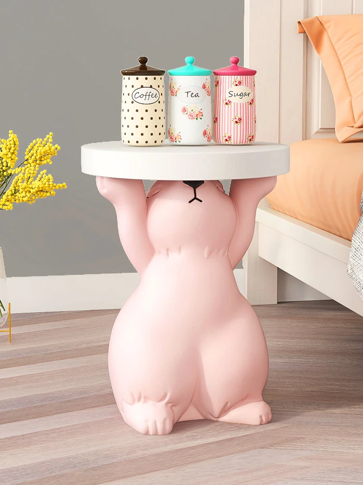 Rabbit Statue Round Side Tables Living Room Sofa Corner table Home Decor Creative Coffee Tables Room Decor Art Housewarming Gift