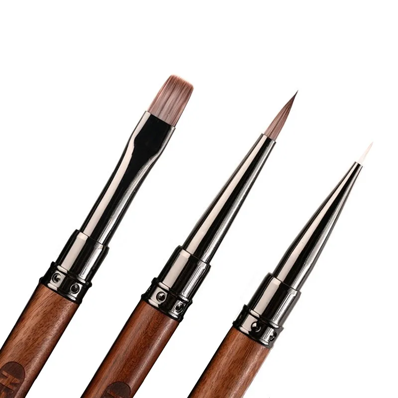 1/4PCS Nail art Pinsel Dreieckige Spachtel Zeichnung Malerei Linie Stift Liner Gradienten Flache Runde Metall Französisch Maniküre werkzeuge