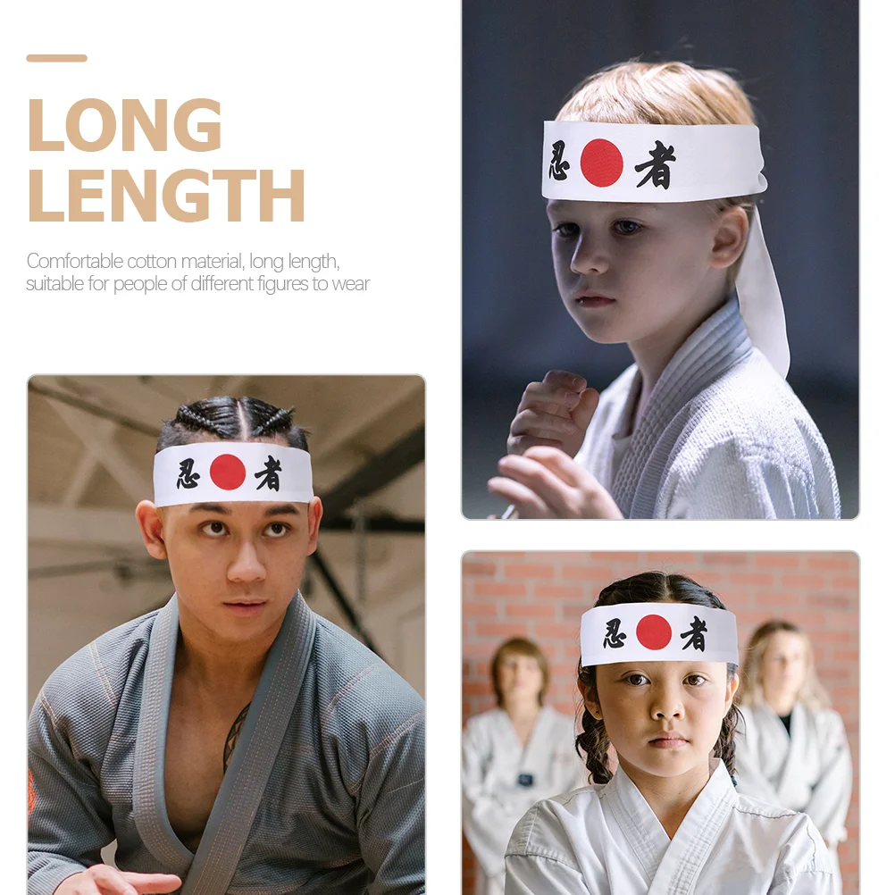 2개입 닌자 프린트 헤드밴드 일본 패턴 면 신축성 재사용 가능한 셰프 밴드 가라테 스포츠 프린트 헤어밴드