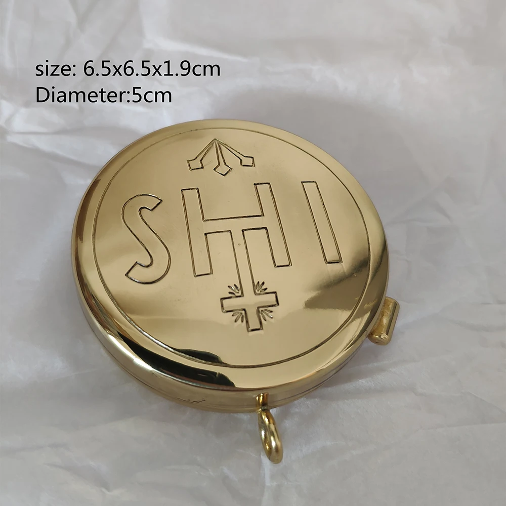 Pyx for the Eucharist, Catholic Brass Host Carrier, Religious Hostpital Church, Holy Communion Pyxes for Hosts