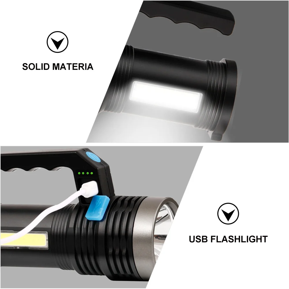 مجموعة واحدة من مصباح يدوي قوي USB قابل لإعادة الشحن ومقاوم للماء ومضاد للصدمات للرياضات الخارجية والسفر ومعدات السلامة المدمجة #6