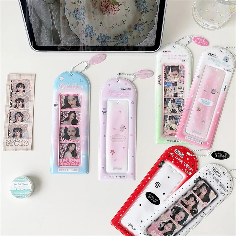 4 Slots Kpop Photocard Holder INS Style Card Protector Idol Card Display Pouch Y2k ItaBag Pendant Keychain for Backpack