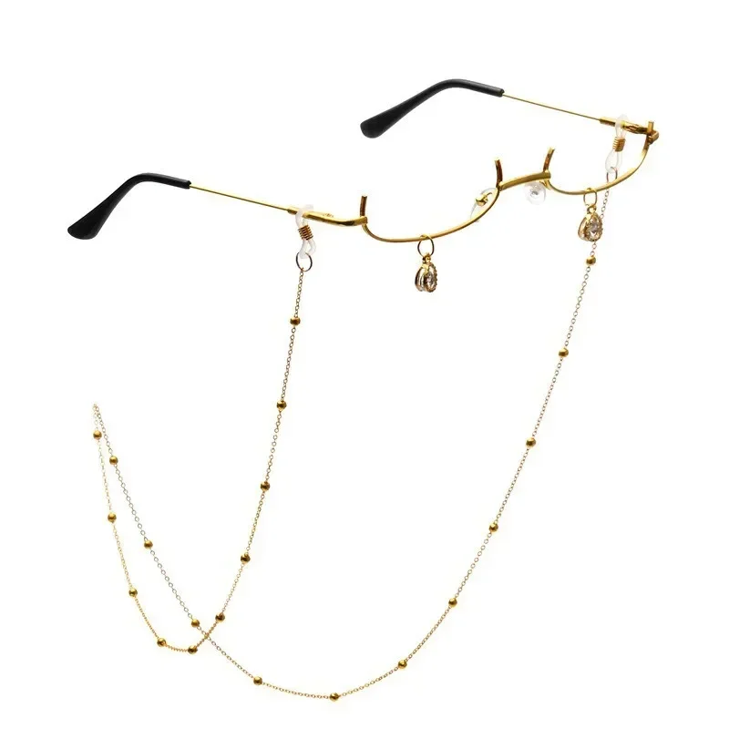 Retro Half Frame Glasses Fashion Water Drop Chain Pendant Decoration Eyeglasses Frame No Lens Men Women Eyeglasses Face Decor