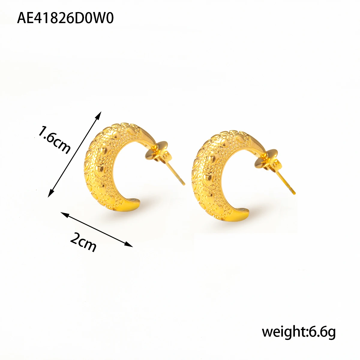 Stylish C-shaped 18K gold-plated stainless steel earrings are perfect for women's gifts image 2