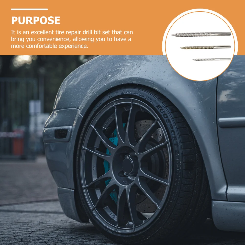 

1Set Reamer Bit for Tire Repair 3 45 65Mm Carbide Drill Bits Multi Size Cutting Tool Kit for Cars Trucks Motorcycles