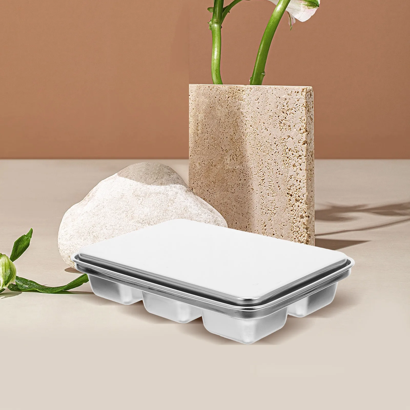 

1 Set Stainless Steel Ice Cube Tray 6-Grid Large Capacity Quick Freezing Easy Release Metal Mold Reusable Ice Maker For Home Bar