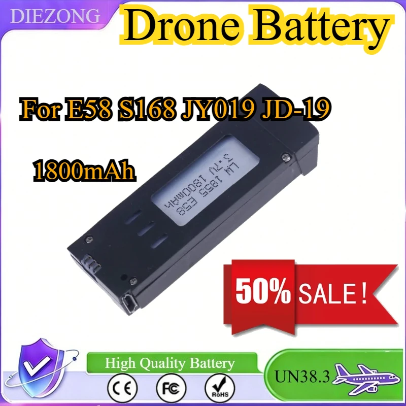 

3.7V 1800mAh Battery for E58 Mini Drone Battery Bateria E58 RC E58 PRO Drone Battery Wholesale JY019