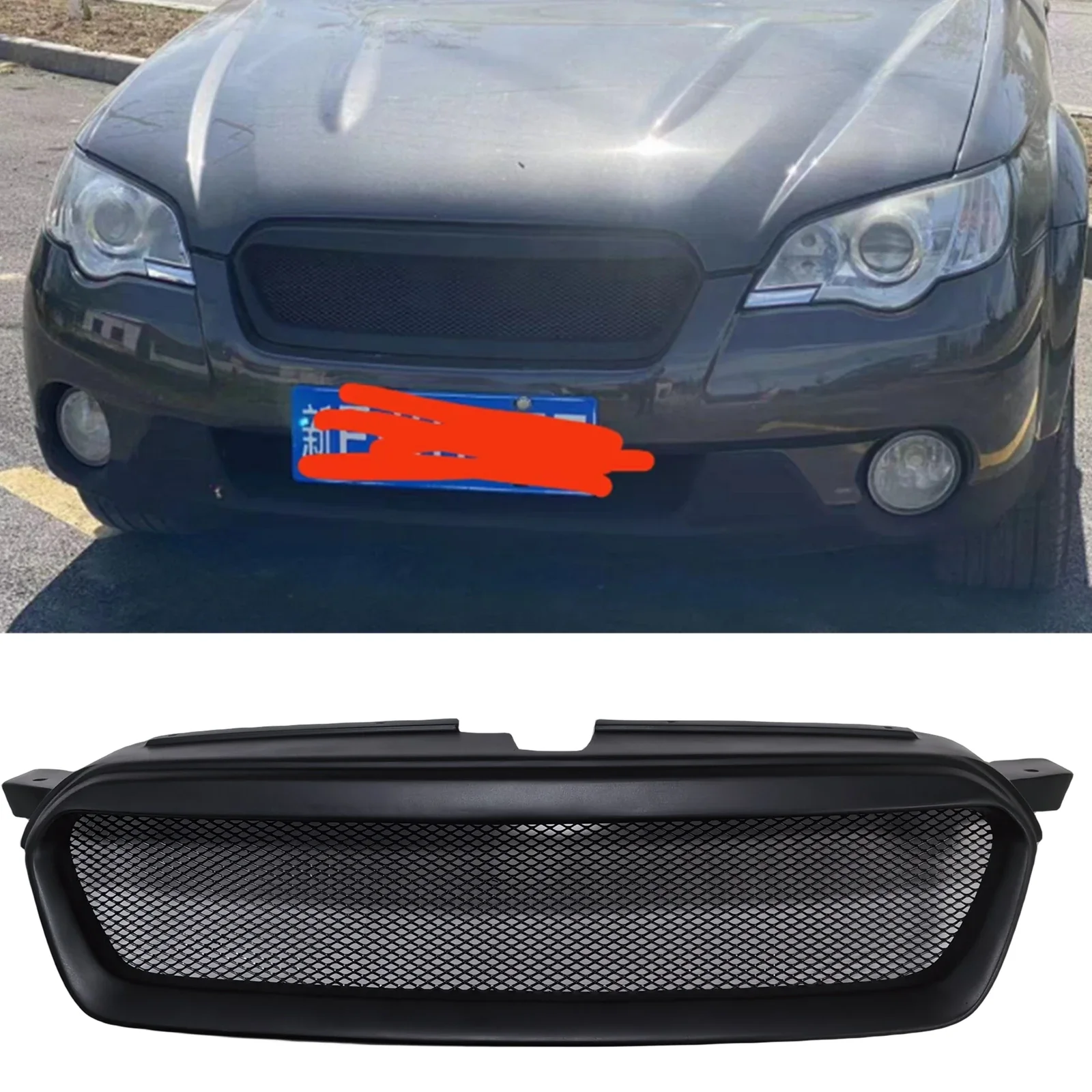 

New！ Front Grille Racing Grill For Subaru Outback 2007 2008 2009 Honeycomb Style Fiberglass Car Upper Bumper Hood Mesh Body Grid