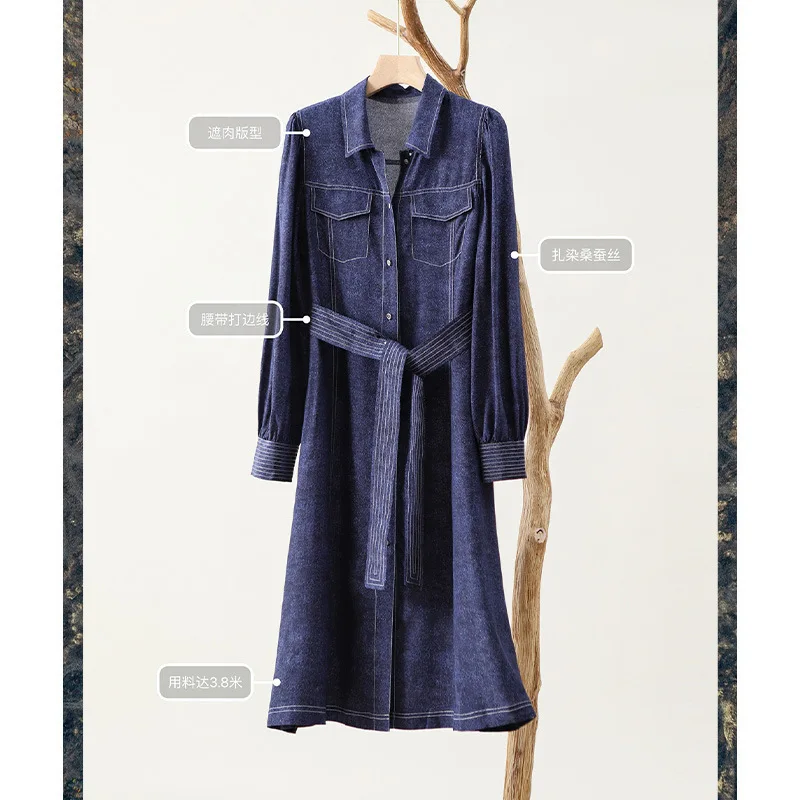 Abito a camicia in seta pesante Abito/camicia Abbigliamento da donna delicato primaverile ed estivo