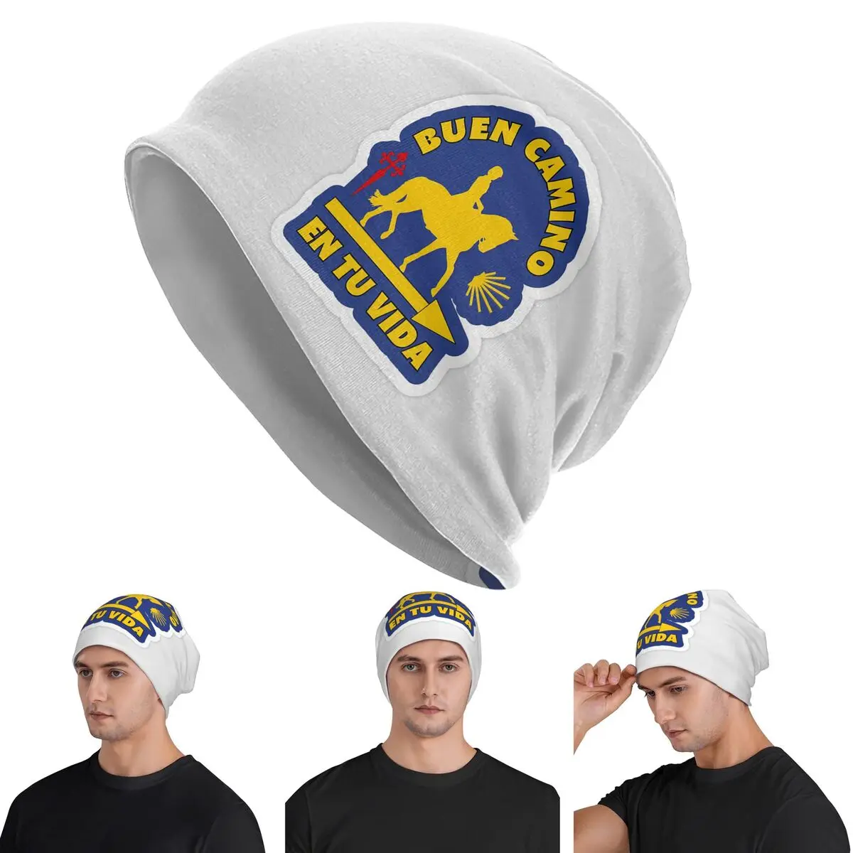 الأصفر كامينو دي سانتياغو التقوقع قذيفة للجنسين الكبار بيني قبعات محبوك بونيه قبعة دافئة الهيب هوب الخريف الشتاء Skullies القبعات