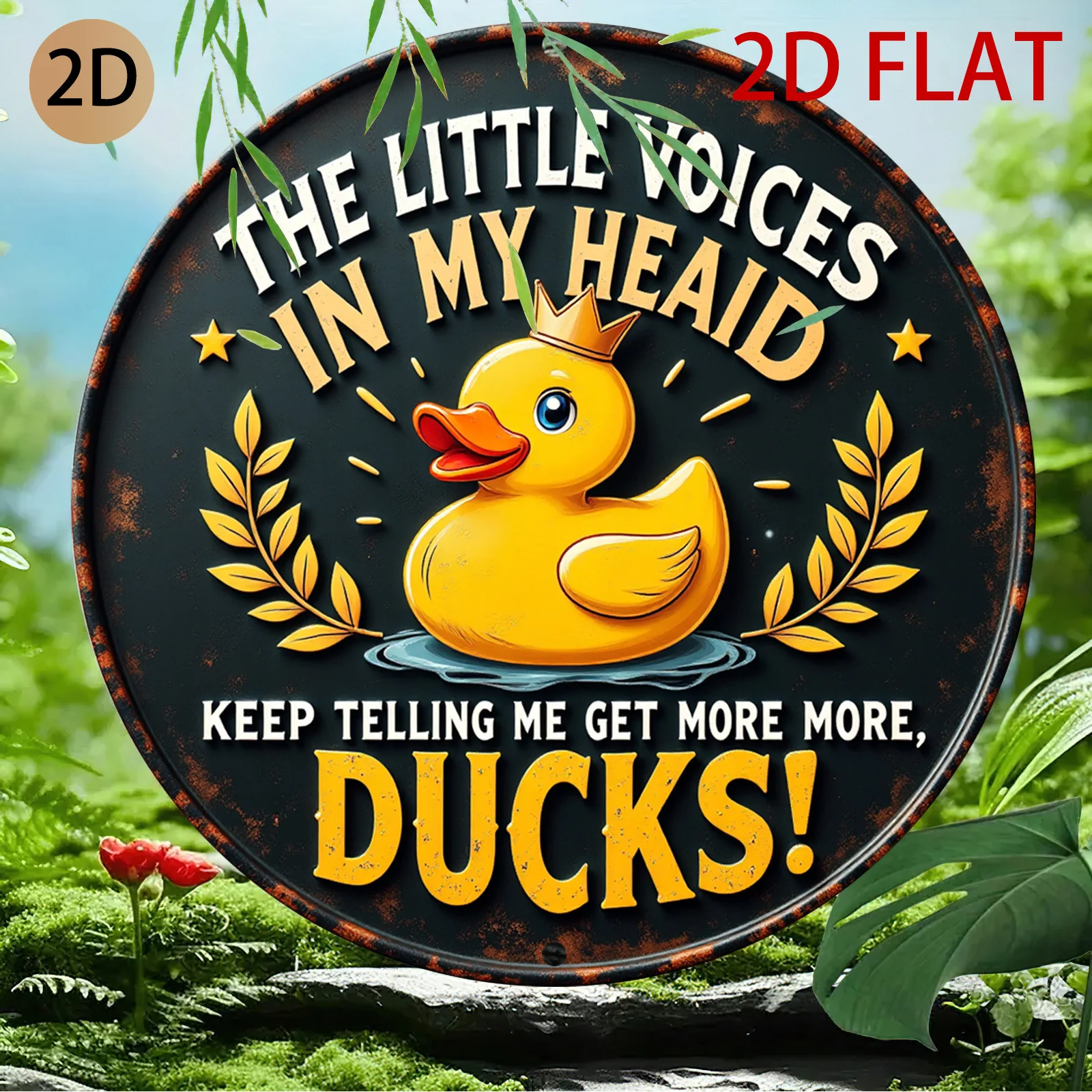 2D Retro Fun Rubber Duck Animal Theme Wooden Disc Furniture Hanging Wall Decor Bathroom Game Room Hanging Piece Creative Art