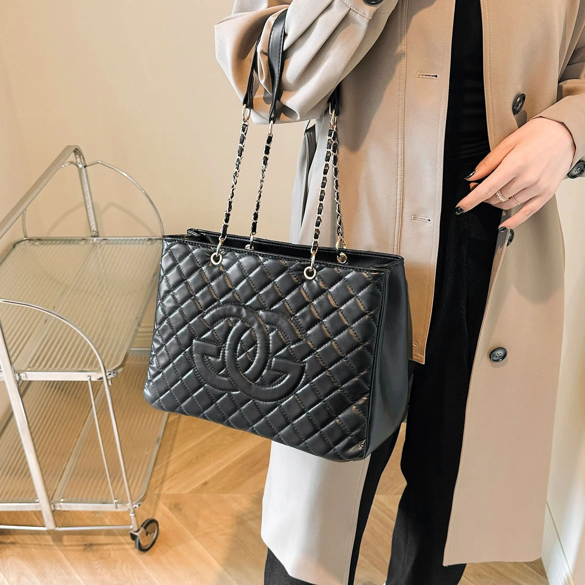 حقيبة حمل جديدة ذات سعة كبيرة لعام 2025 للنساء حقيبة كتف بسيطة بمقبض علوي، حقيبة تسوق قماش واسعة للاستخدام اليومي #3