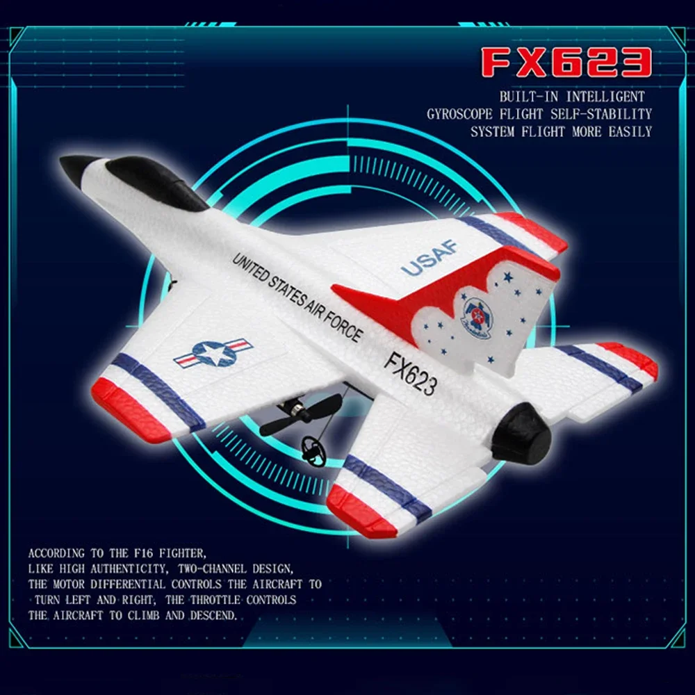 ของเล่นโฟม FX623 เครื่องบิน 2.4G ปีกคงที่ RC เครื่องบินไฟฟ้าเครื่องบินของเล่นโฟมเครื่องร่อนเครื่องบินรบของเล่น