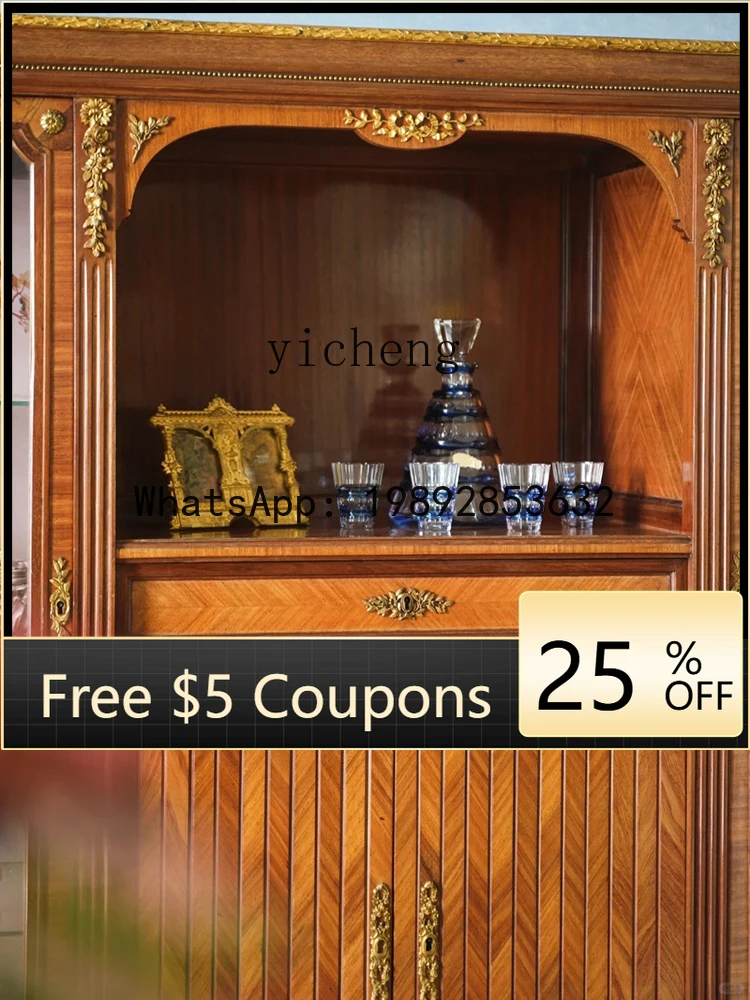 z7 classical copper gilt carved side cabinet glass antique furniture side cabinet retro decorative cabinet