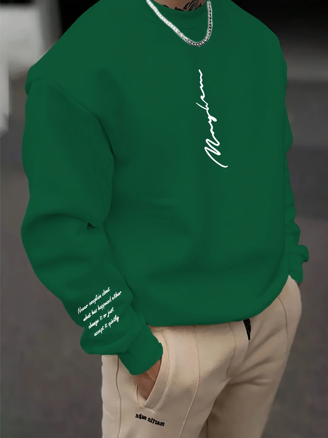 Soft Knit Long Sleeve Sweatshirt for Men, Loose Crew Neck Pullover, Light comfy style for daily streetwear & multi occasions