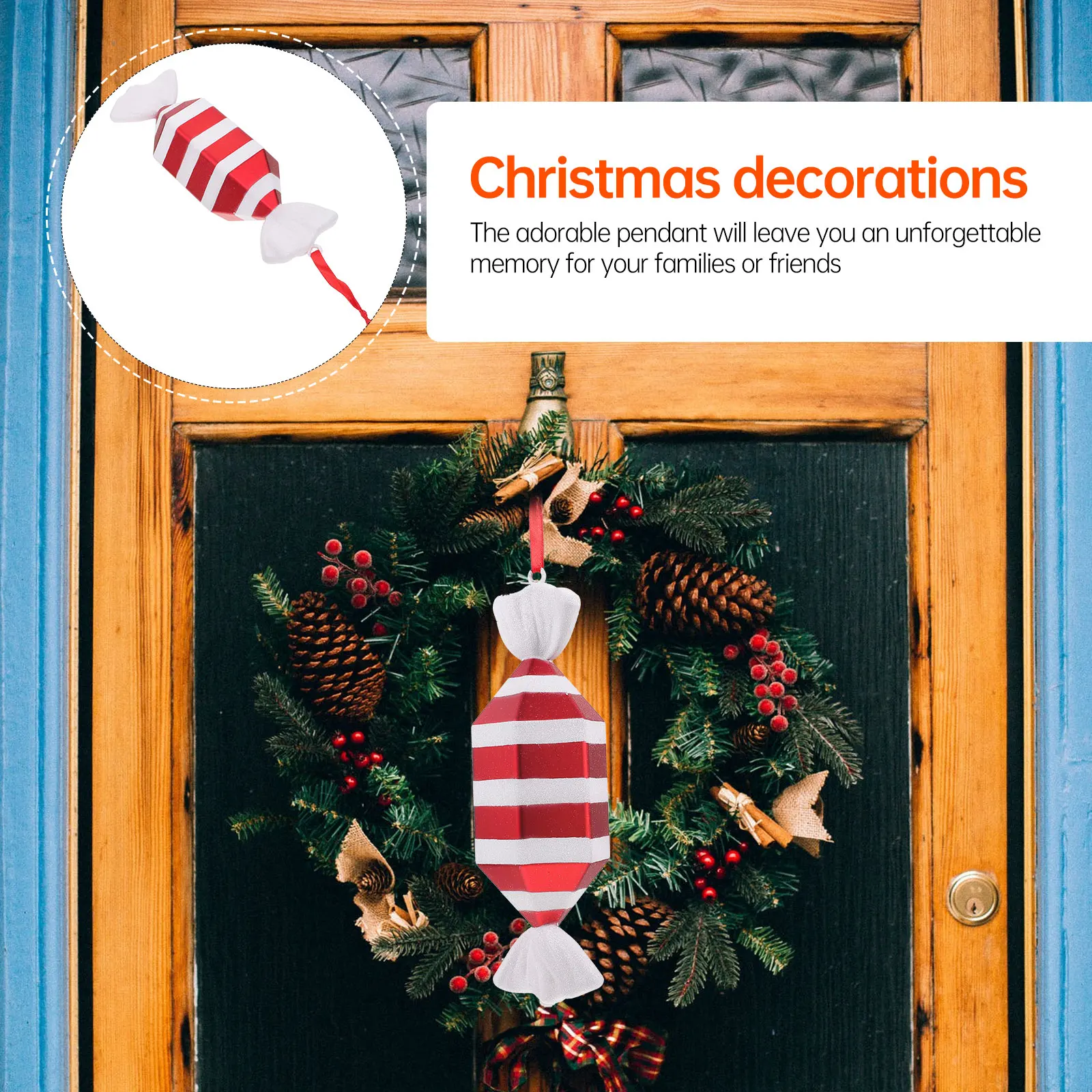 

1pc Christmas Candy nament Exquisite Plastic Lightweight Decorative Simple Structure Easy Hang Tree Wall Closet Door