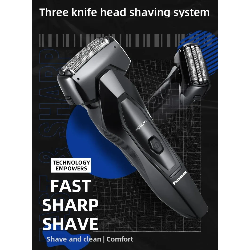 ماكينة حلاقة كهربائية ترددية من باناسونيك لكامل الجسم قابلة للغسل مستوردة من الفولاذ المقاوم للصدأ 3 شفرات بزاوية حادة 30 درجة شفرة داخلية
