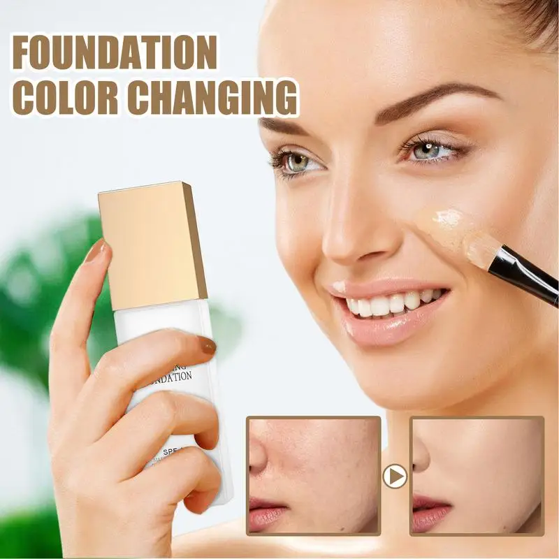 30ml 컬러 체인지 파운데이션 Spf 15 오일 컨트롤 방수 땀 방지 매트 모이스춰 라이징 페이스 메이크업 풀 커버리지 파운데이션