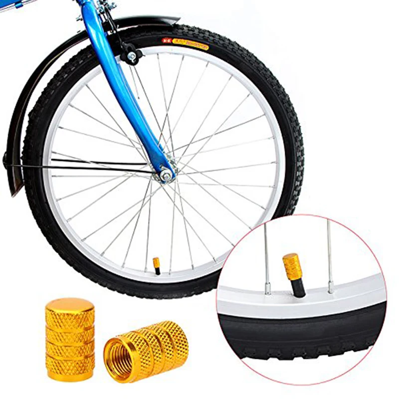 Tapa de válvula de neumático de aleación, bicicleta, motocicletas y coche con válvula, 2 juegos, dorado