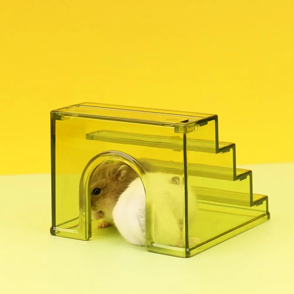 Hamster Ladder Shelter Safe Non-slip 3-step Hamster Climbing Ladder Ideal Platform Toy for Gerbils Guinea Pigs Small Acrylic