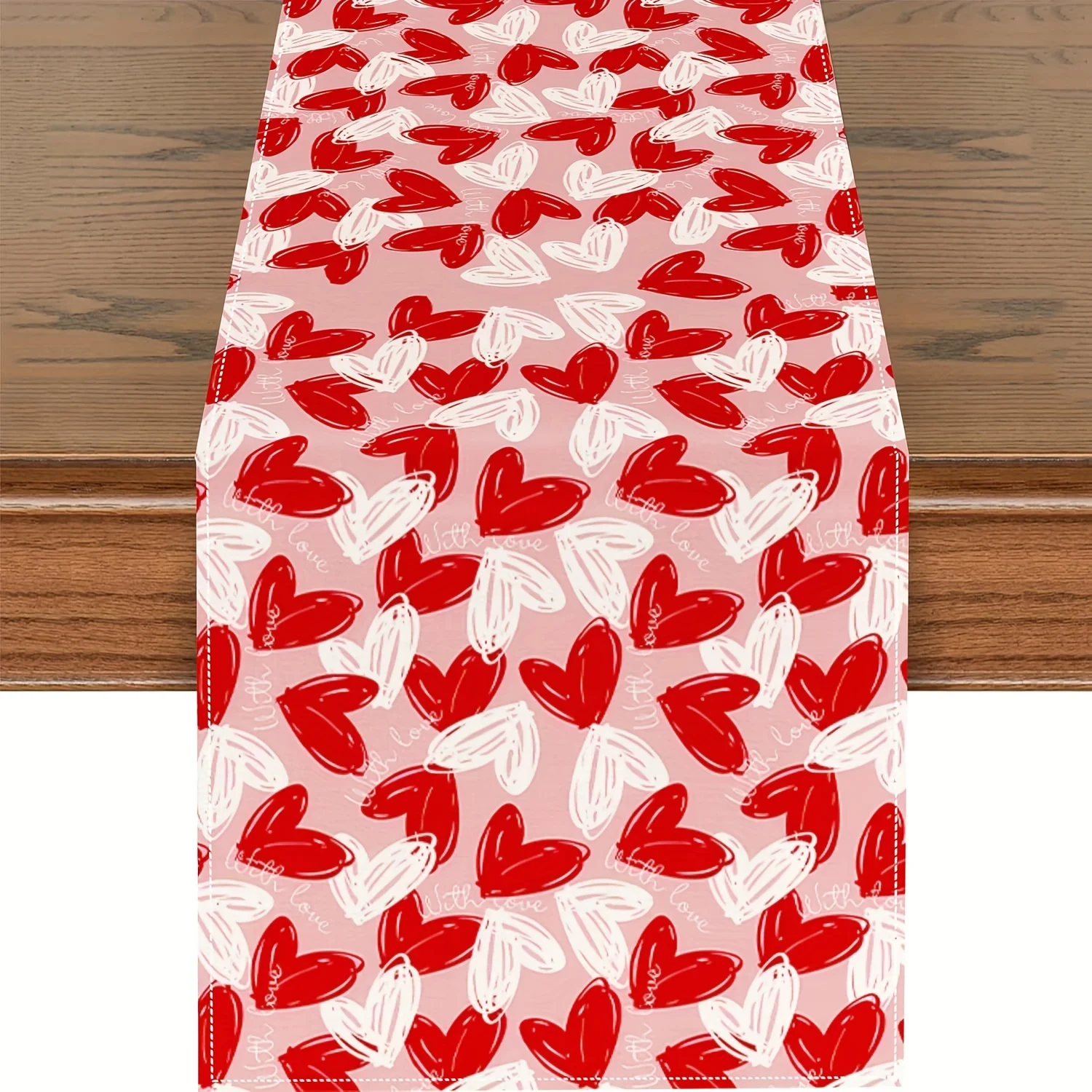 Valentine's Day Heart Table Runner - Multi-Size Linen Kitchen Dining Party Decor