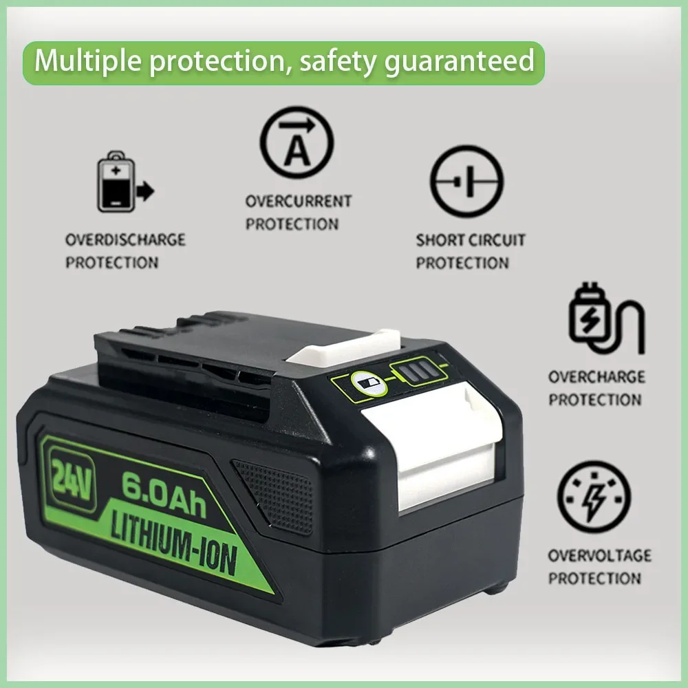 For Greenworks Battery 24V 3.0/5.0/6.0AH Lithium Ion Battery The for Lawn Mower Trimmer Blower Replacement Power Tools P108