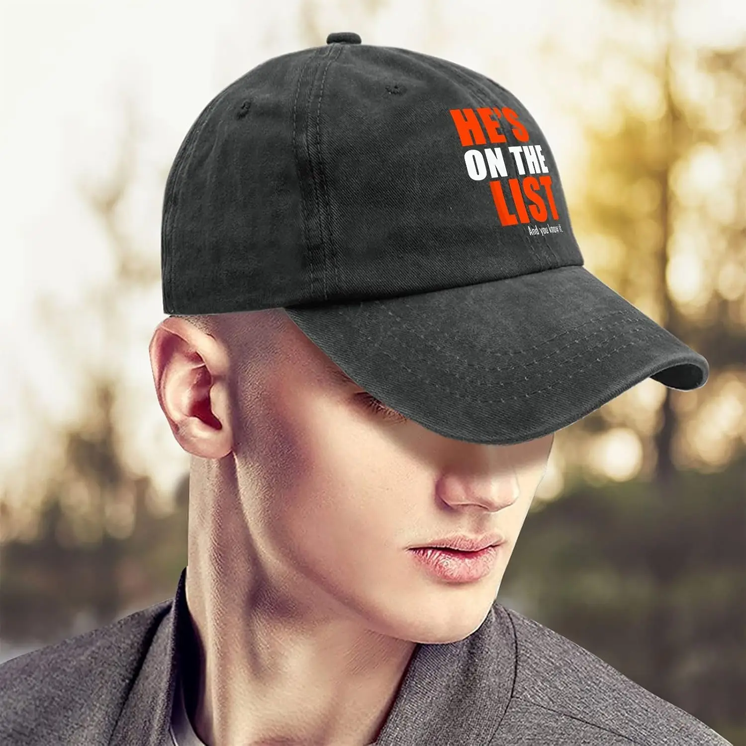 قبعة He's on The Lists للرجال قبعة بيسبول أنيقة مغسولة للتمرين خفيفة